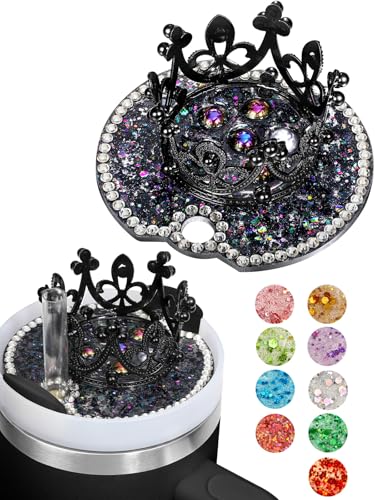 Crown Lid Topper for 40 oz Stanley Cup - Glitter Decor Black