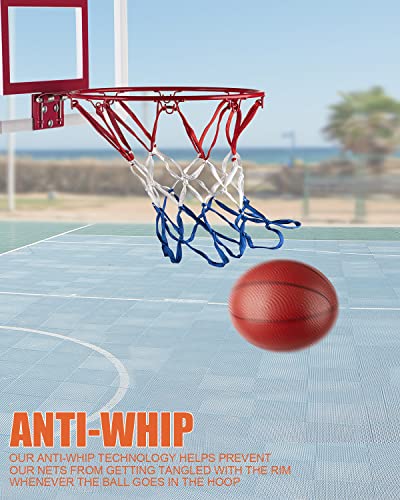 Mini Basketball Net Replacement 8 Loop - Red White and Blue (2 Pack)