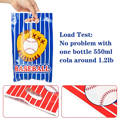 Baseball Party Favor Bags - 50 Plastic Gift Bags with Handles