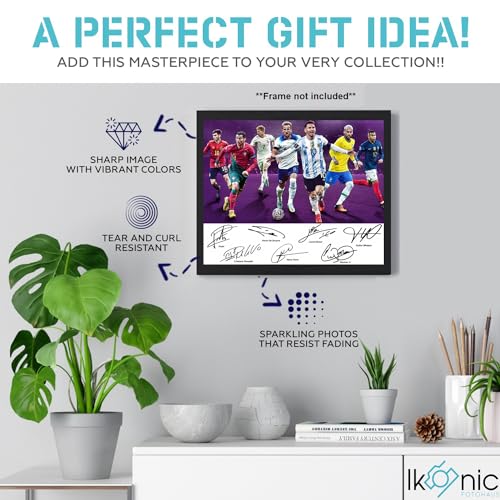 Cristiano Ronaldo, Lionel Messi & Neymar Jr Signed Photo - 8x10 Wall Art