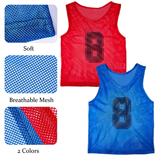 24-Pack Youth Soccer Pinnies Mesh Training Vests - Reversible