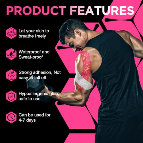 OK TAPE Synthetic Precut Kinesiology Tape 2in x 16.4ft Beige 20PCS Water-Resistant Support