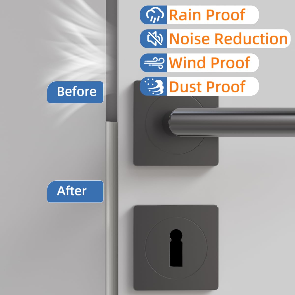 Kneelisa Wedge-Shape Window Weather Stripping Door Frame Seal Strip 118” White,Upgrade Black Foam,Soundproofing,Draft Stopper,Winter Insulation,Noise Blocker, Gap Filler for Exterior Front Door Side