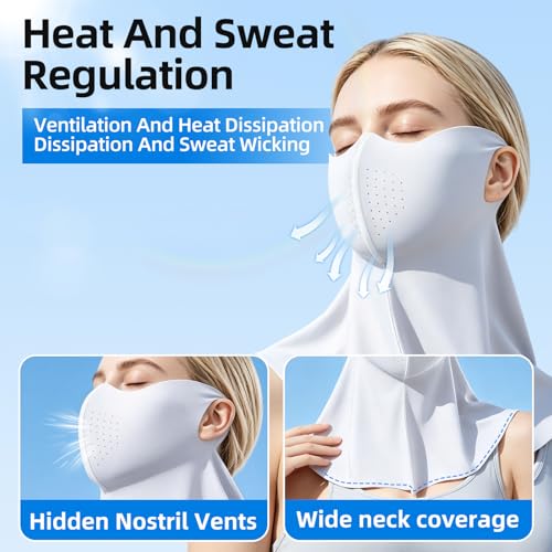 UPF 50+ Sun Protection Face Mask with Neck Coverage - Gray