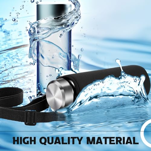 Neoprene Water Bottle Sleeve with Strap - 17oz Black