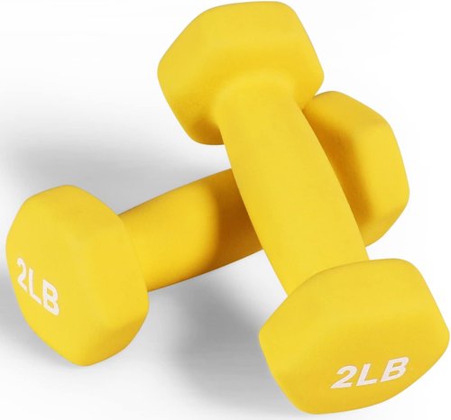 Fitvids Neoprene Dumbbell Hand Weights - Anti-Slip Hex Shape, Colorful Pair with Stand
