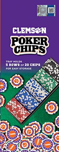 100-Piece Casino Style Poker Chips - Clemson Tigers Colors