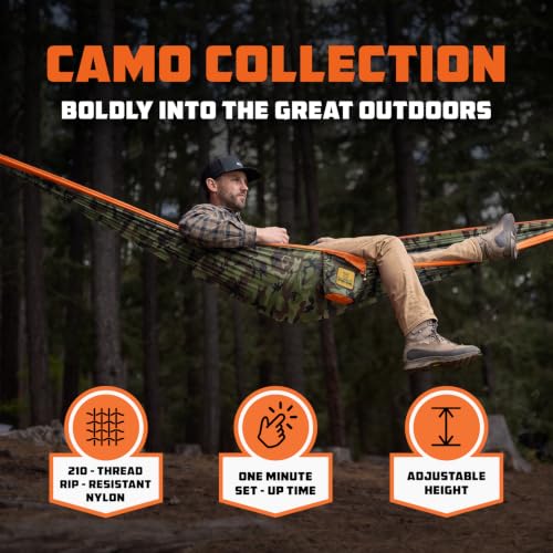 Wise Owl Outfitters Double Camo Black Camping Hammock 500lbs Portable Outdoor Gear