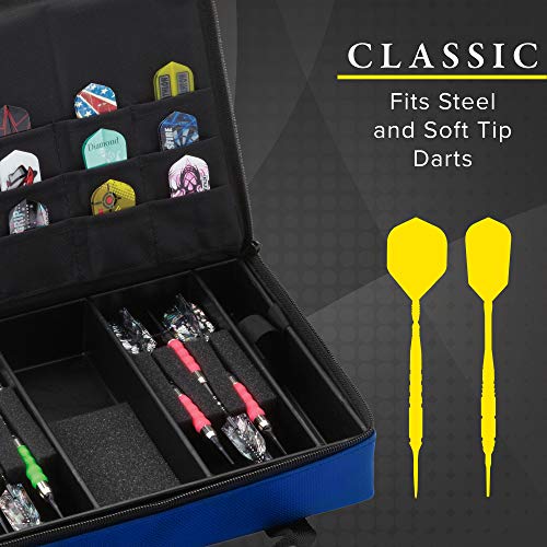Casemaster Classic Blue Nylon Dart Case for 12 Darts & Accessories - Large Variation
