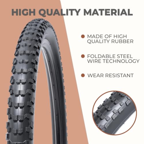 24x2.30 Bicycle Tires - Durable Folding Puncture-Resistant MTB Off-Road