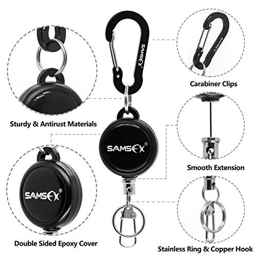 Fly Fishing Zinger Retractor Set - 3pcs with Carabiner & 24in Nylon Cord