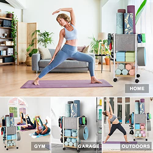 VINAEMO White Yoga Mat & Fitness Equipment Storage Rack - Home Gym Organizer