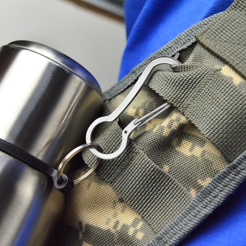 Stainless Steel Carabiner Clip 2-Pack - Durable Keychain Hooks