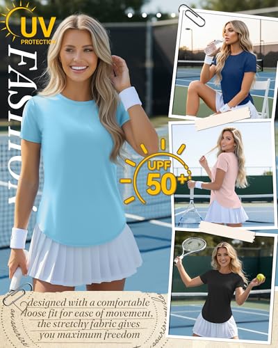 Velvelhall 5-Pack Women's Workout & Yoga Shirts - Quick-Dry, UPF 50+ Activewear Tops