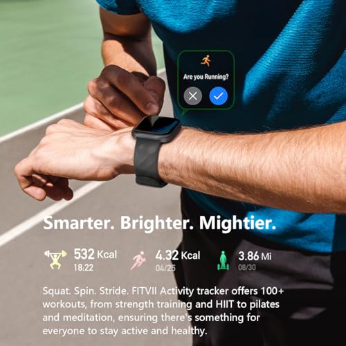 Health & Fitness Tracker Smart Watch with Heart Rate & Blood Pressure - Black