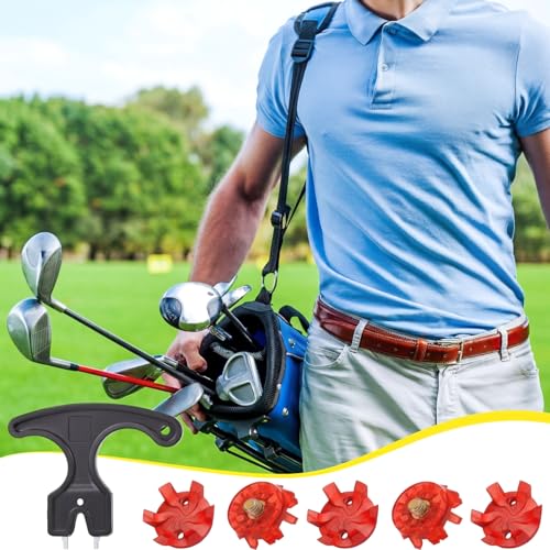 Cozypower Red Golf Spikes Cleats Set with Tool - 31 Pcs Durable Metal Screw Replacement