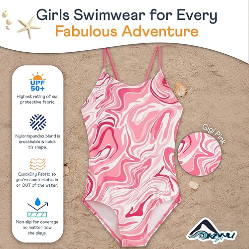 Kanu Surf Girls' Hurricane UPF 50 One-Piece Swimsuit - Kiana Purple, Size 10