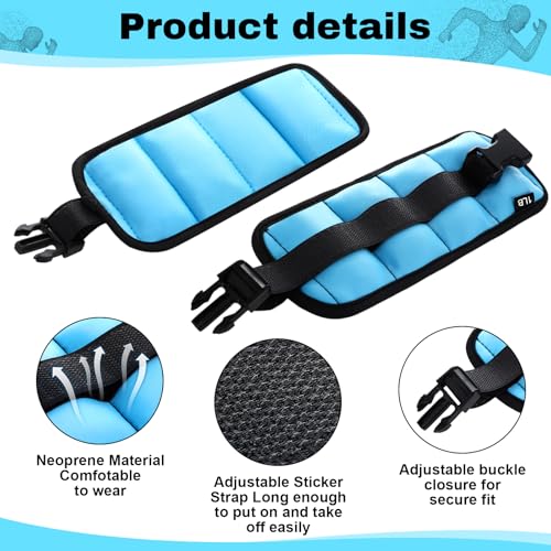 Ankle Wrist Weights for Exercise - 2 Pairs, 1lb, Blue