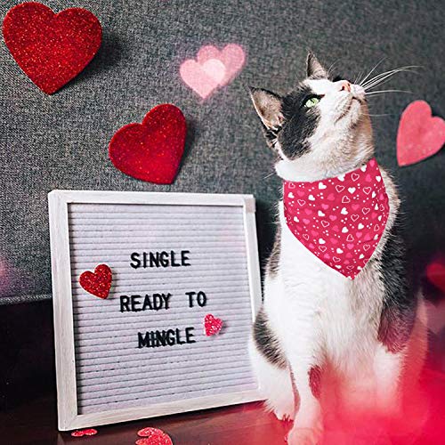 Valentine Dog Bandana Set - Heart Print Pet Scarf for Dogs & Cats - Large