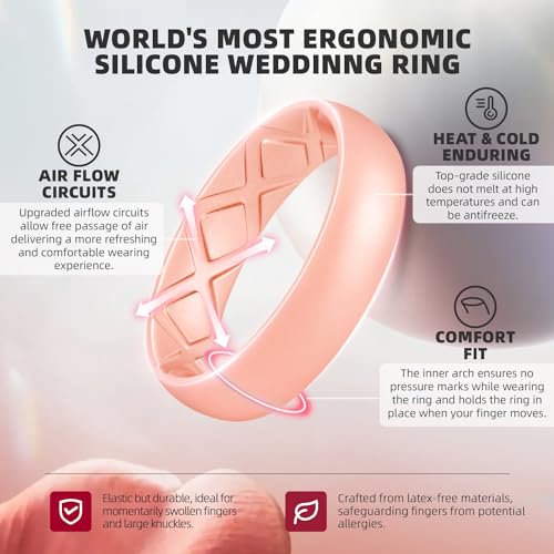 Egnaro Women’s Silicone Engagement Ring, 5.5mm Wide Comfort Fit