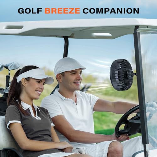 Rechargeable Magnetic Golf Cart Fan - 3 Speeds, 4000 RPM - Black | 1-Pack