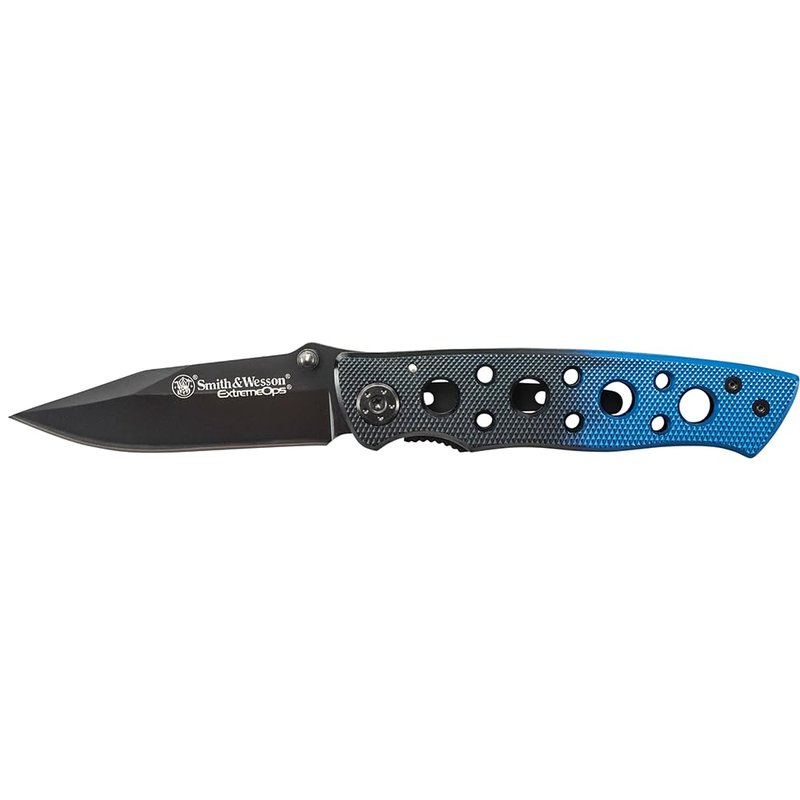 Smith & Wesson Extreme Ops CK111S 7.3in S.S. Folding Knife with 3.1in Serrated Clip Point Blade and Aluminum Handle for Outdoor, Tactical, Survival and EDC