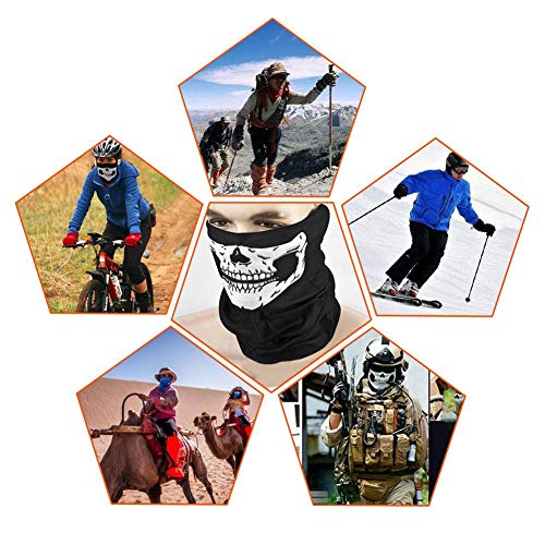 Breathable Skull Face Mask Scarf - White - 3Pcs Seamless Balaclava