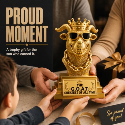 6-Inch Goat Trophy Award - Handmade Resin G.O.A.T. Desk Decor