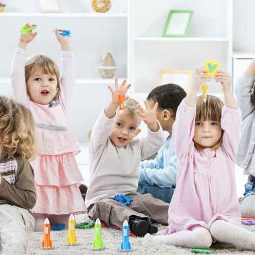 200 PCS Helicopter Mini Flashlight Keychain,Rocket LED Flashlight, Mini Flashlights In Bulk Colorful Small LED Flashlights Keychain Astronaut Party Favors for Kids