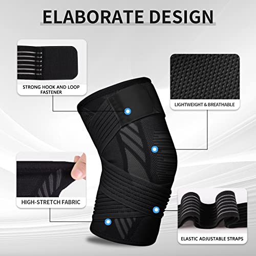 Knee Support Sleeve for Men & Women - Black, Medium