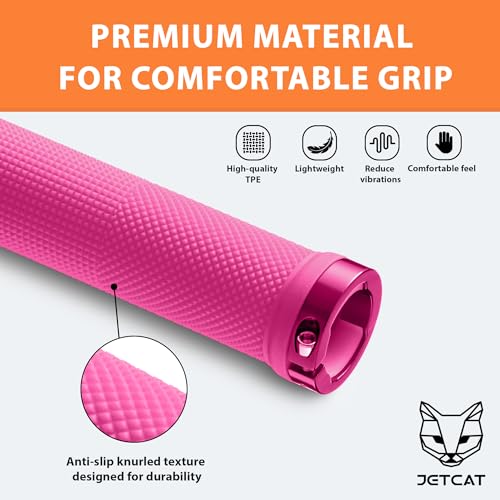 JETCAT Pink Lock-On Bicycle Handlebar Grips 130mm x 22mm for MTB, E-Bike & Scooter