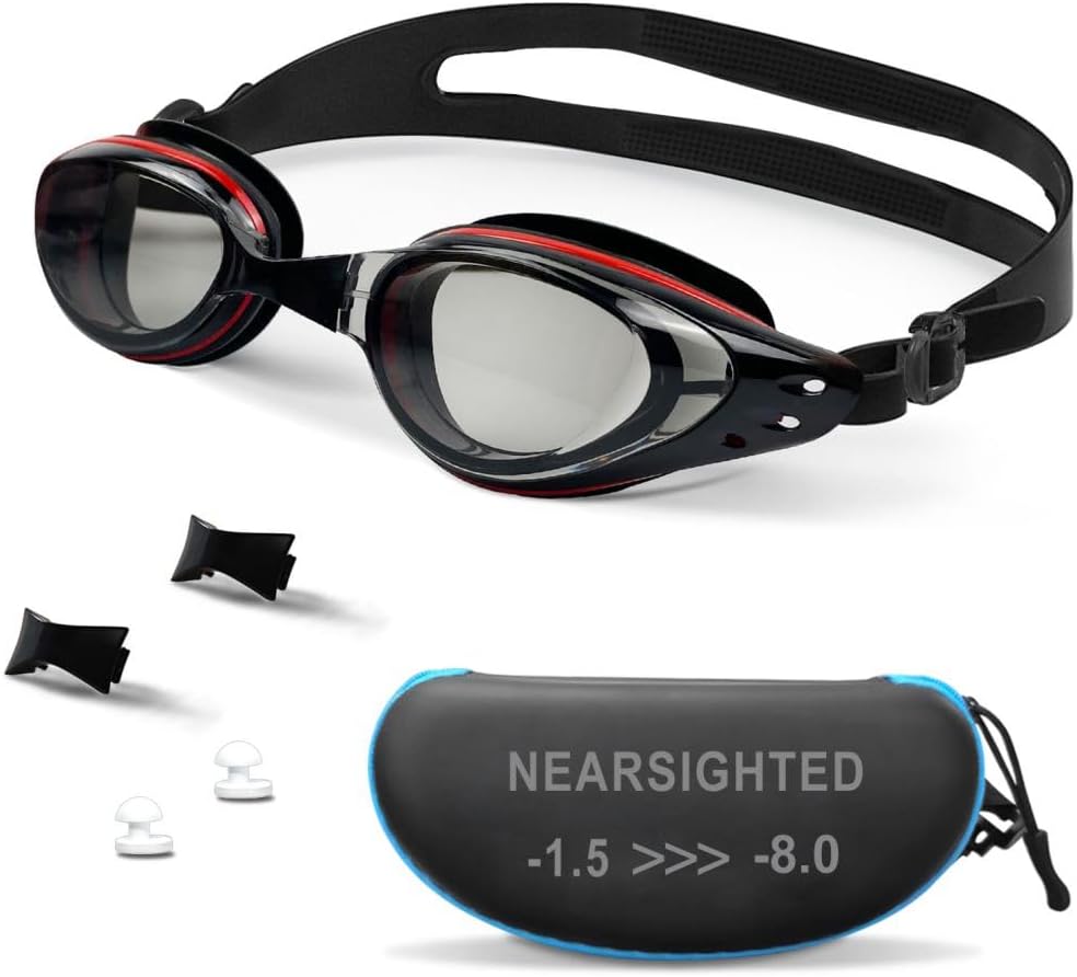 Skiennix Nearsighted Swim Goggles - Comfortable Fit for Shortsighted Swimmers | Anti-Fog Design
