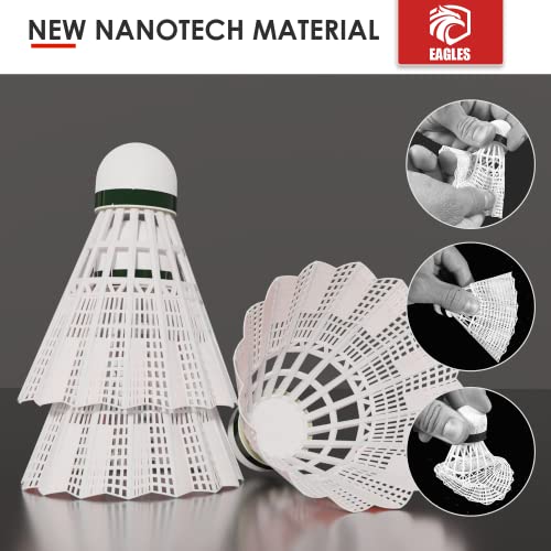 Nylon Badminton Shuttlecocks - Extra Durable 6 Pack - White