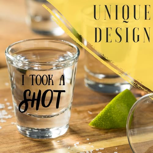 Personalized Engagement Shot Glass Set for Couples I Took a Shot I Said Yes - 1.5 oz
