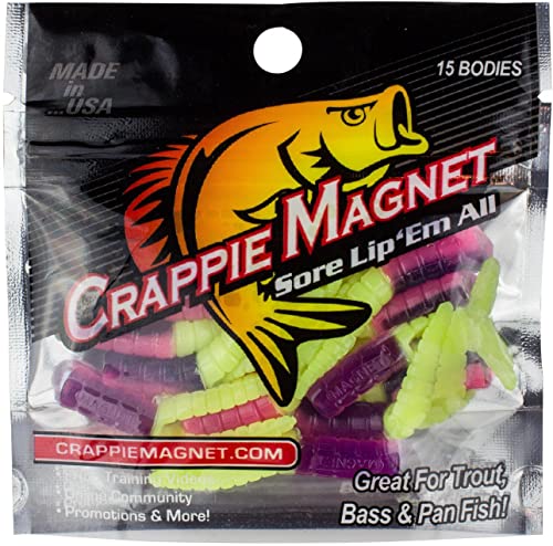 Crappie Magnet Soft Plastic Lures - 15 Pack Glow Pop