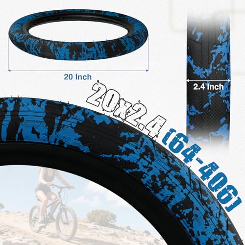 WEEROCK 20 Inch BMX Tire 2.4 Wide Blue Camouflage - 2 Pack with Inner Tubes