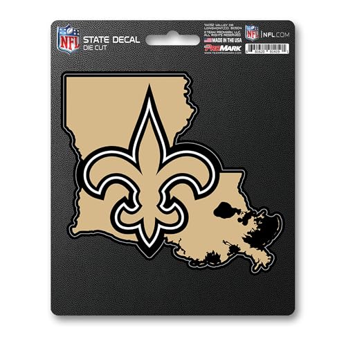 NFL State Shaped Car Decal - New Orleans Saints - 5.5 Inch Team Color