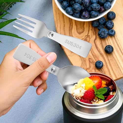 4-Piece Portable Stainless Steel Folding Utensil Set - Travel