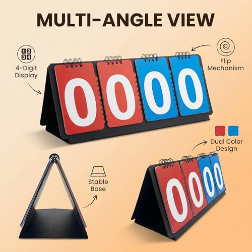 Portable Sports Scoreboard with Large Flip Numbers - White - Manual Score Keeper for Basketball Volleyball Baseball