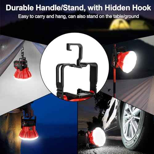 LED Camping Lantern Light Compatible with Milwaukee M18 18V Battery, 2400LM 3 Adjustable Brightness Cordless Portable LED Work Light Floodlight with Hook for Tent Jobsite Ceiling(No Battery)