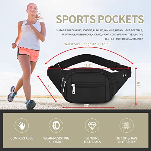 Large Nylon Crossbody Fanny Pack - Black Pure