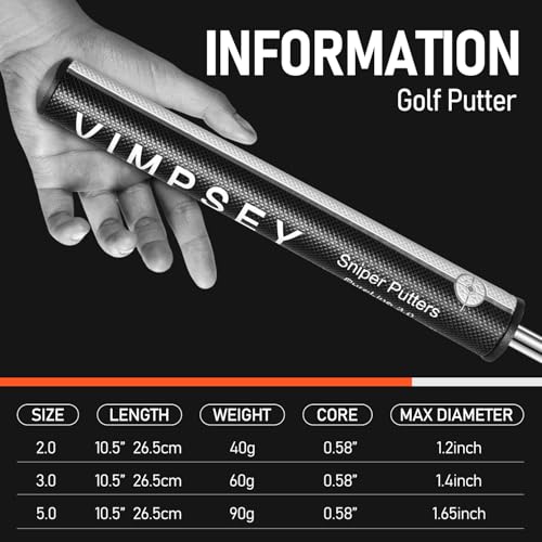 VIMPSEY Golf Putter Grip 3.0 Black-White Round Polyurethane Lightweight