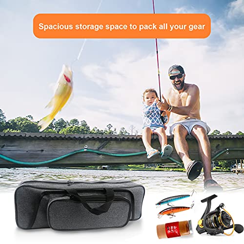 Hikary 43cm/17in Fishing Rod Bag Case with Side Pocket – Black