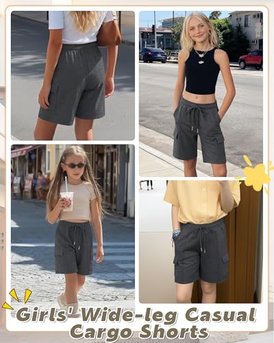 Girls' Bermuda Cargo Shorts - Dark Mixed Gray, 5-6 Years