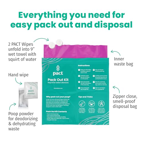 PACT Pack Out Kit 6-Pack: Camping Poop Kit with Wipes & Waste Bags