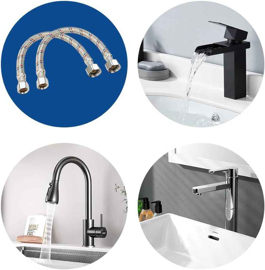 PLUMBINGMSTER 72" Faucet Hose Connector, 3/8" Comp x 1/2" FIP Braided Stainless Steel Faucet Water Supply Lines for Bathroom Kitchen Sink Faucet 2Pcs