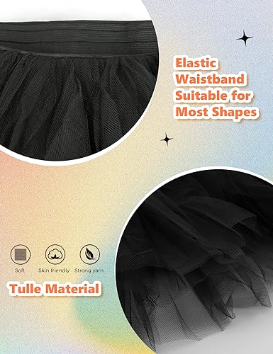 5-Layer Tulle Tutu Skirt for Women - One Size Black
