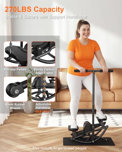 Lateral Rock Stepper Exercise Machine with Resistance Bands - Black