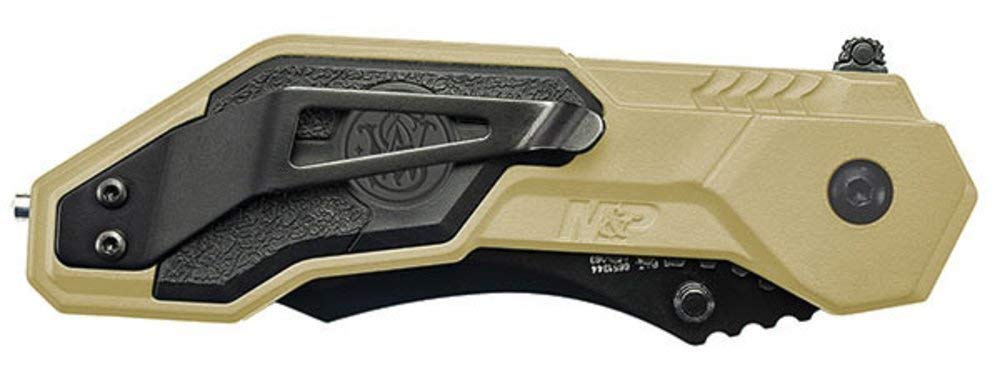 Smith & Wesson M&P SWMP1BSD 7.1in S.S. Assisted Folding Knife with 2.9in Serrated Clip Point Blade and Aluminum Handle for Tactical, Survival and EDC,Black