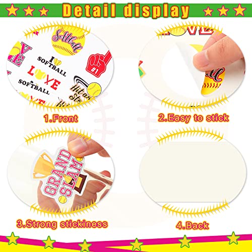 240 Pcs Softball Stickers - Fun Quotes & Decals for Helmets, Bottles, Cars